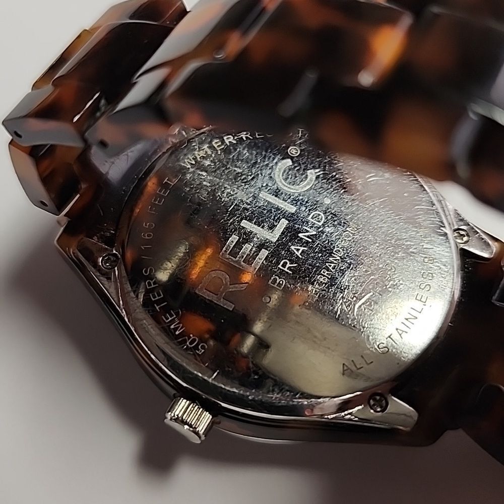 Brown Tortoise Shell Watch With Silver Accents By… - image 4